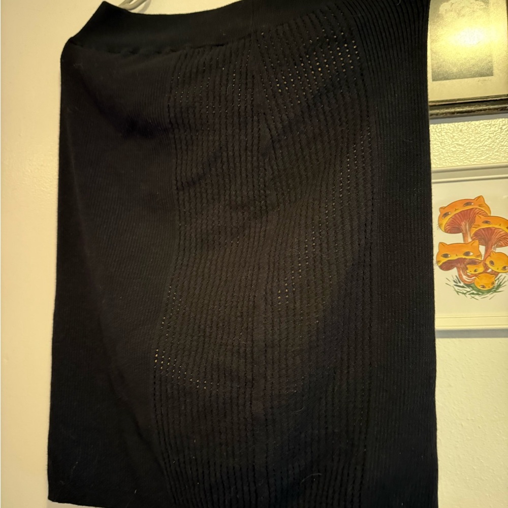 Express Black Textured Midi Skirt